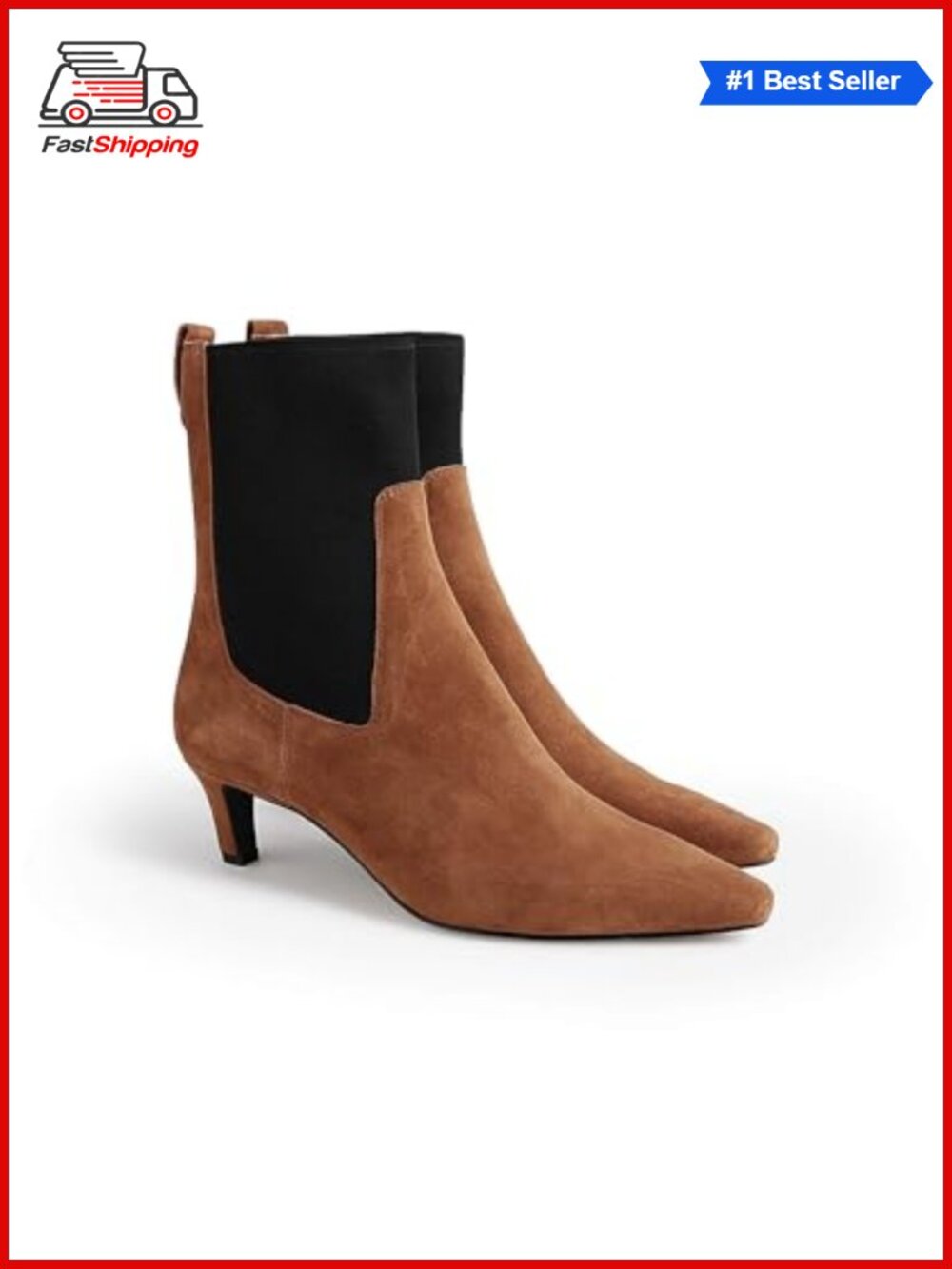 ✨ Women's Ankle Boots Faux Suede Pointed Toe Kitten Heel Slip On Booties